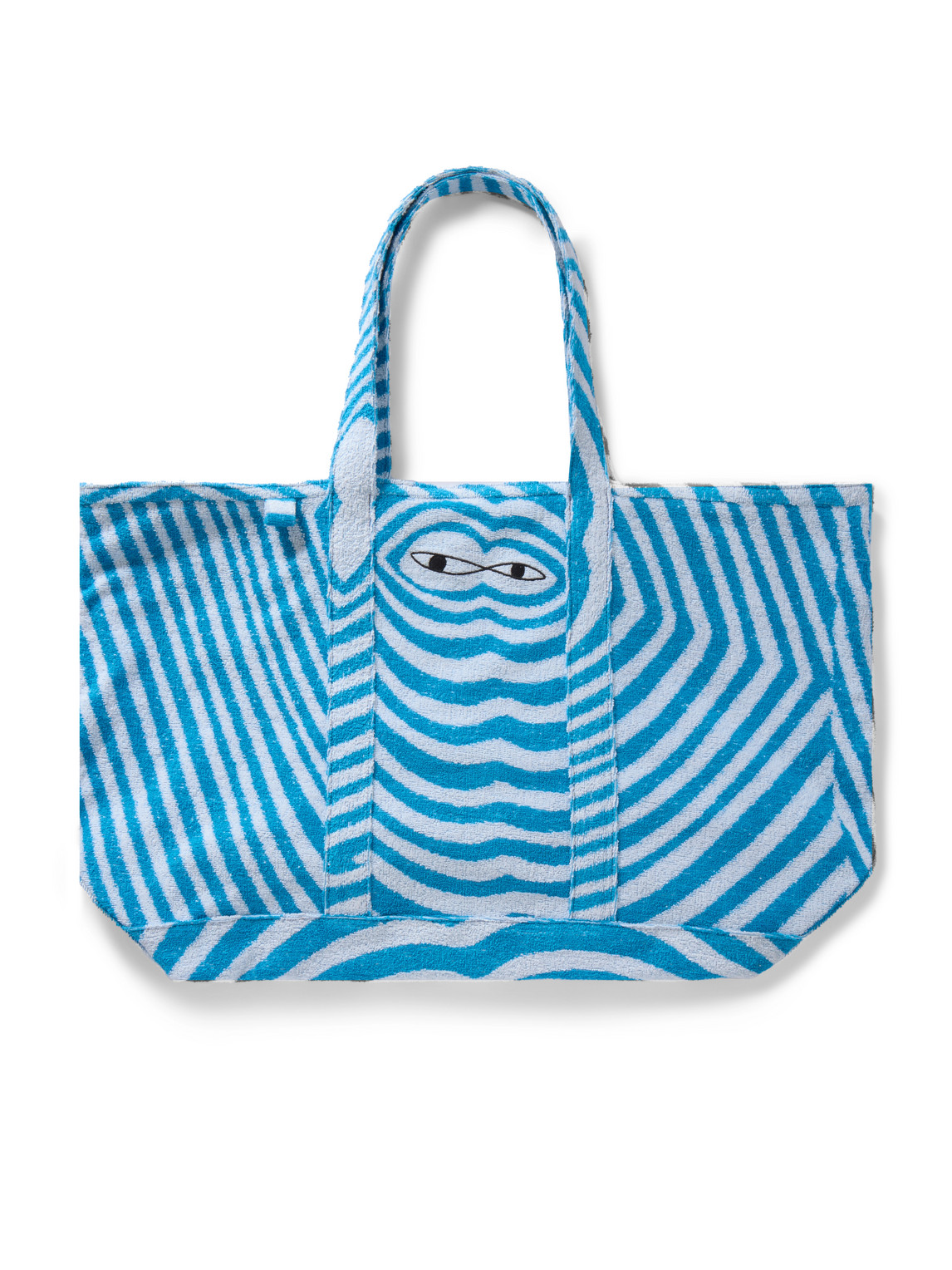 The Elder Statesman Embroidered Striped Organic Cotton-terry Tote Bag