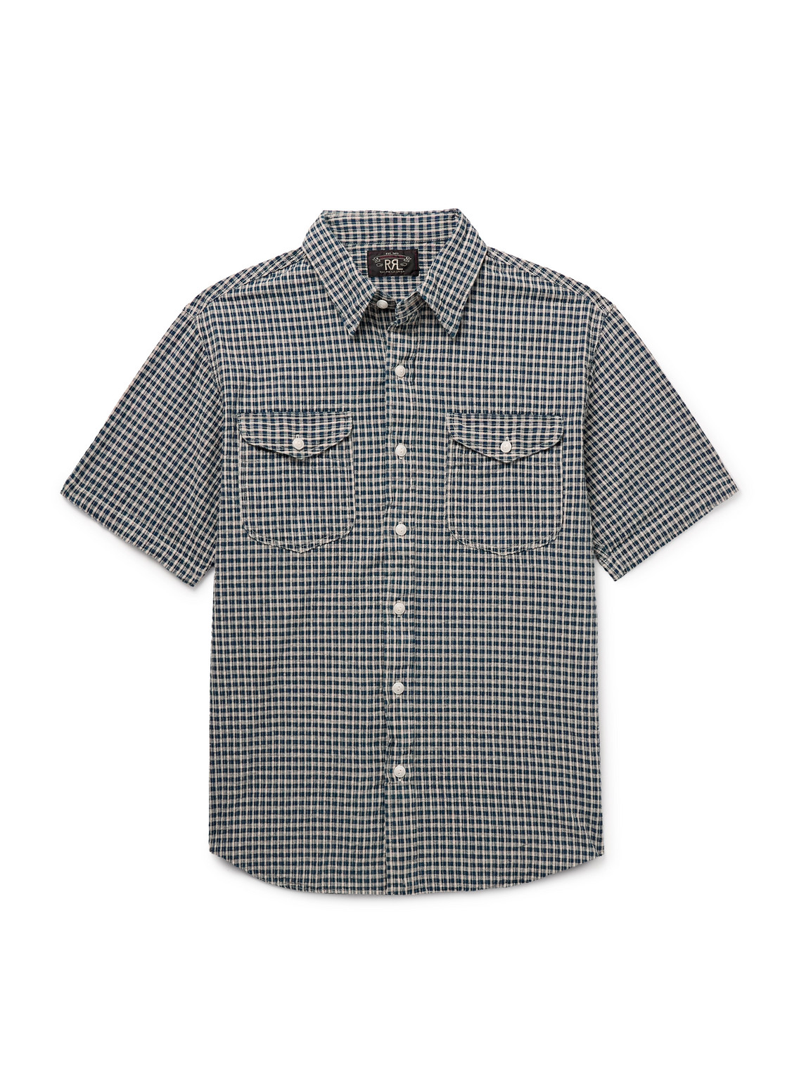Rrl Lee Checked Cotton And Linen-blend Shirt In Blue