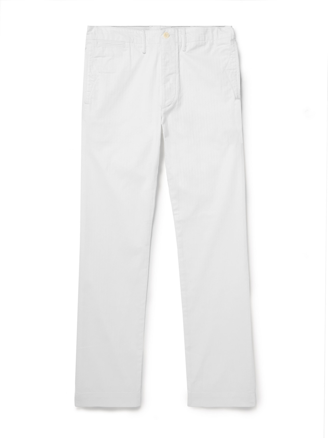 Rrl Officer's Straight-leg Herringbone Cotton Trousers