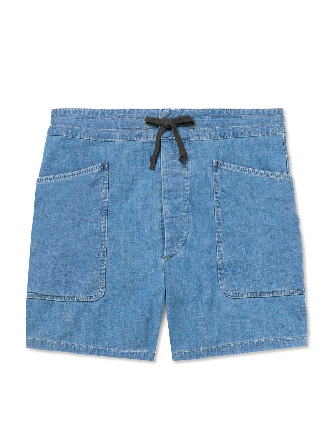 Rrl Caldwell Straight-leg Cotton And Linen-blend Chambray Shorts In Blue