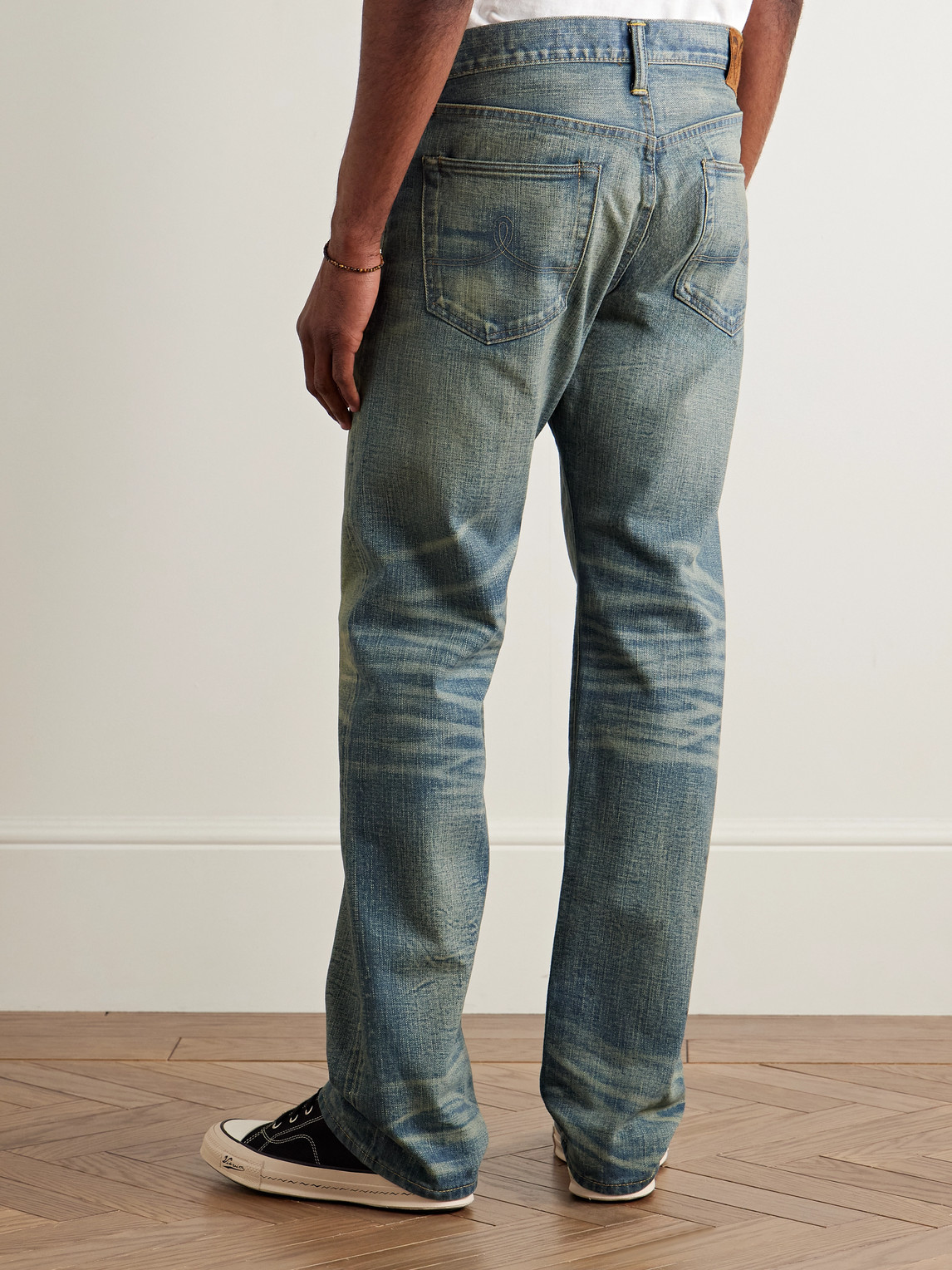 Rrl Straight-leg Distressed Jeans In Blue