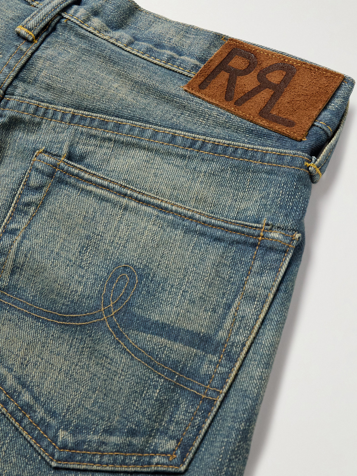Rrl Straight-leg Distressed Jeans In Blue