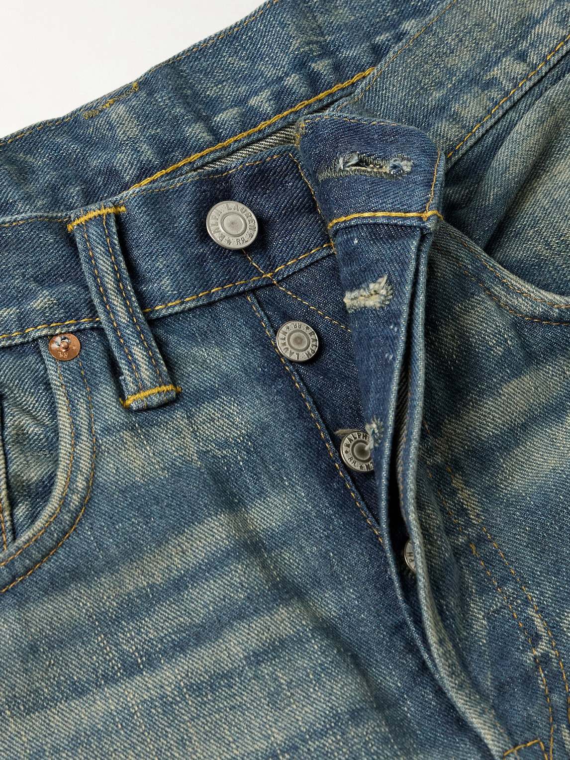 Rrl Straight-leg Distressed Jeans In Blue