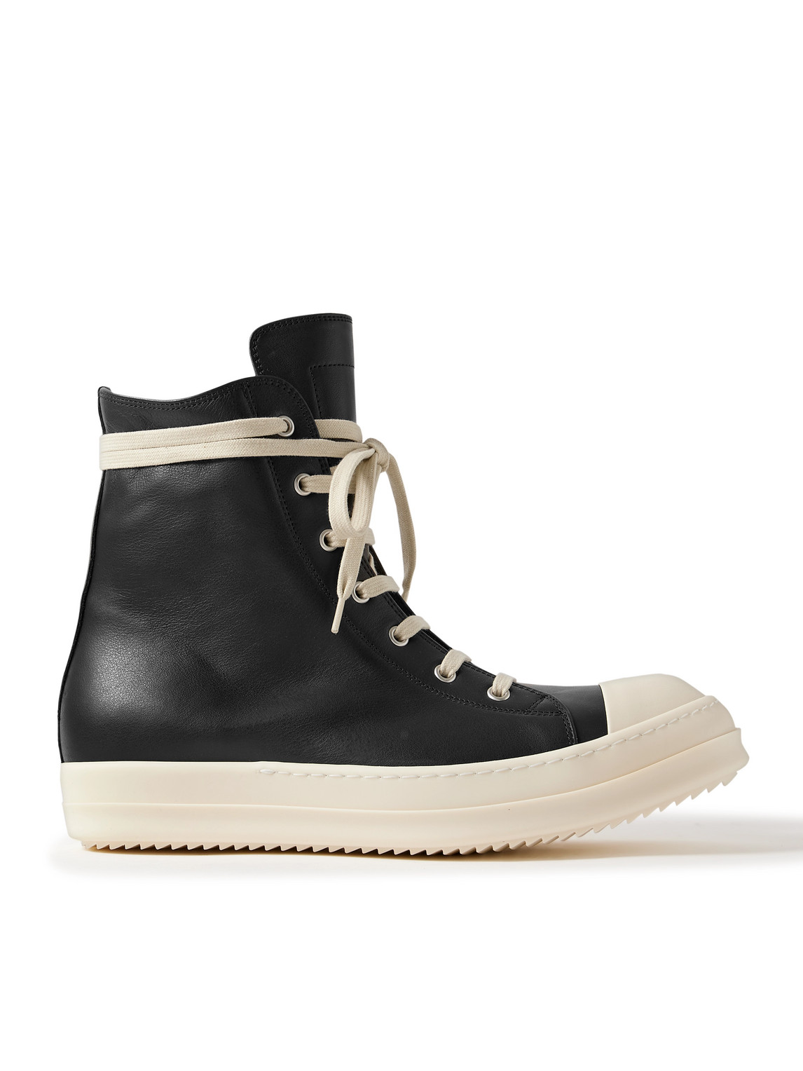 Rick Owens Leather High-top Sneakers In Black