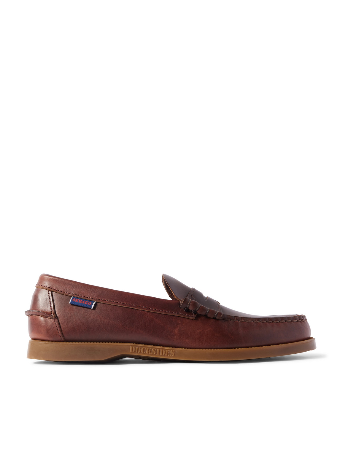 Sebago Dolphin Waxed-leather Penny Loafers In Brown