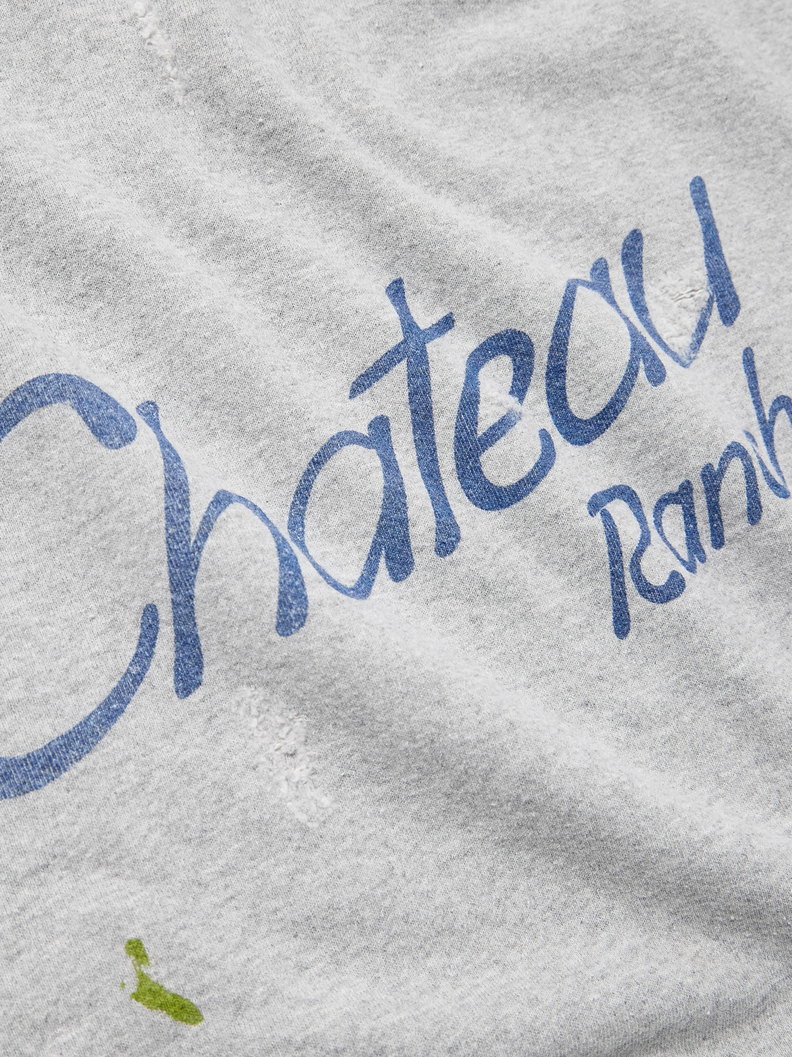 Gallery Dept. Chateau Ranch Distressed Paint-splattered Printed Cotton-blend Jersey Hoodie In Gray