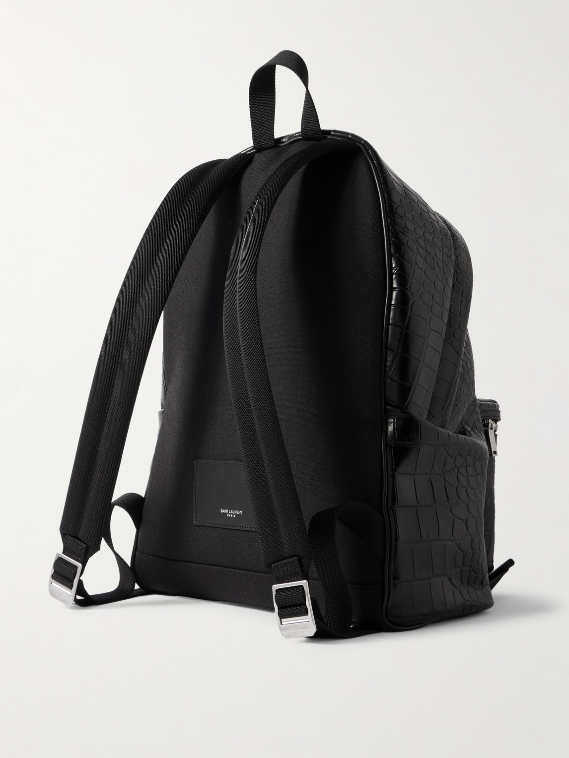  Saint Laurent - City Croc-effect Glossed-leather Backpack - Men - Black 