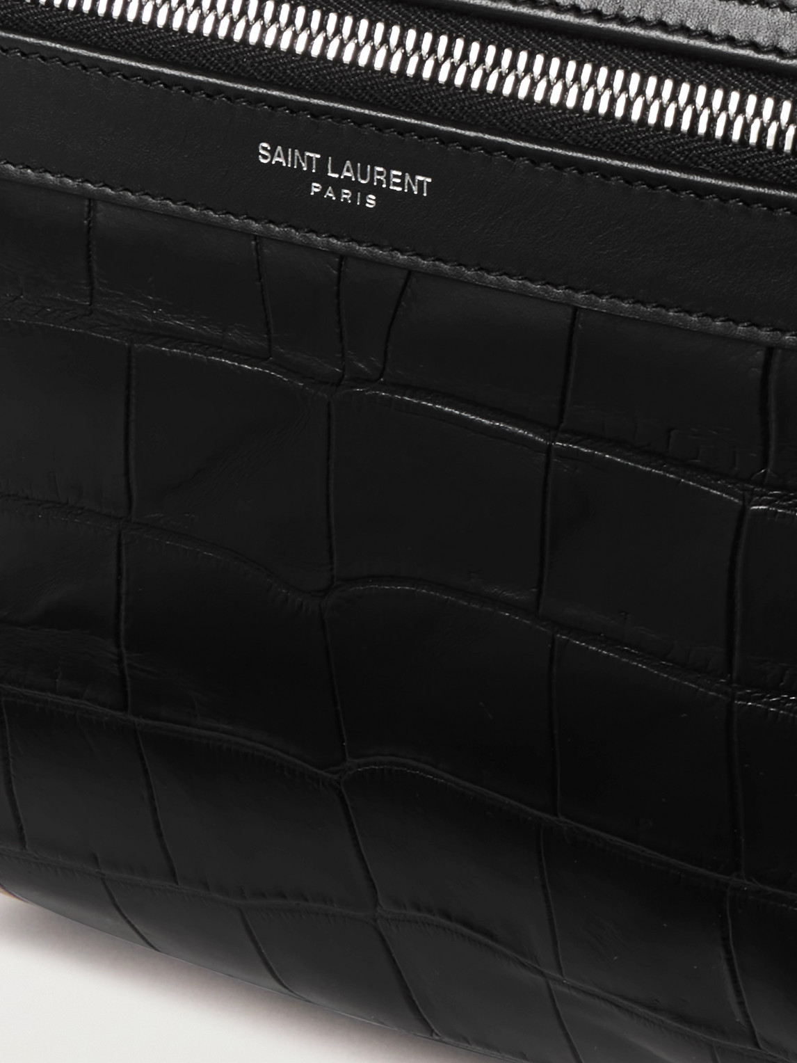  Saint Laurent - City Croc-effect Glossed-leather Backpack - Men - Black 