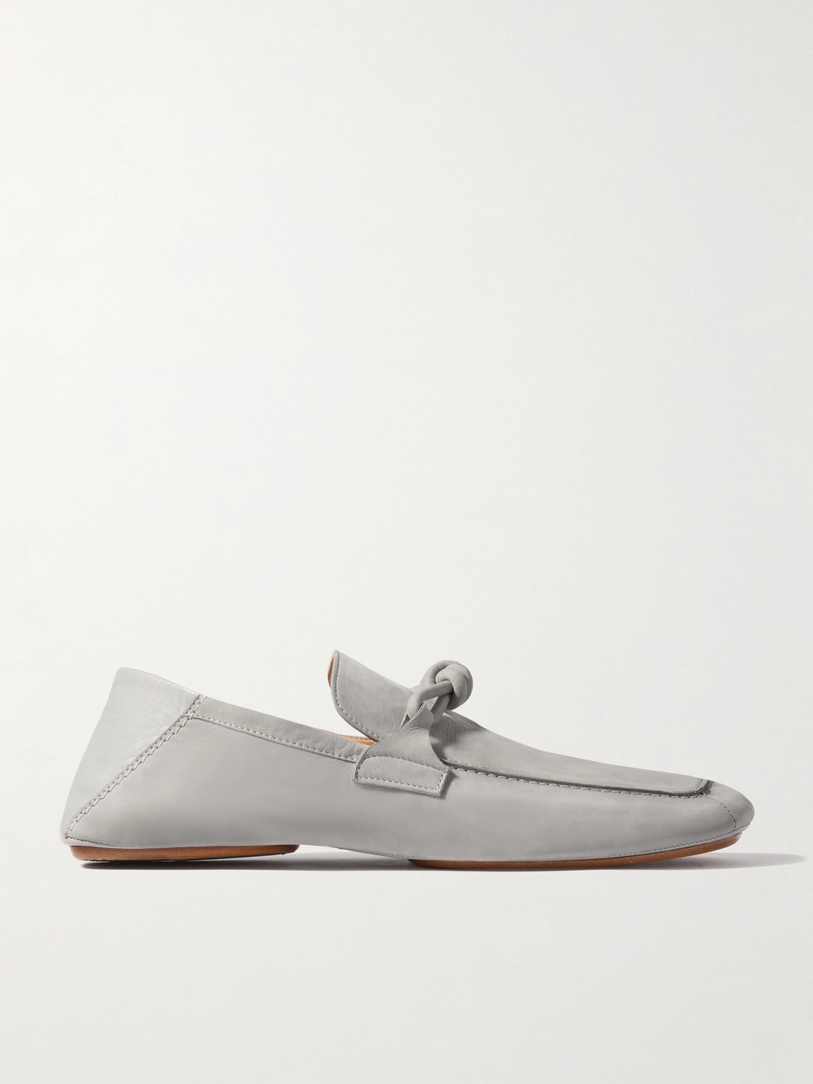 Bottega Veneta Knot-Detailed Leather-Trimmed Textured-Nubuck Loafers - Men