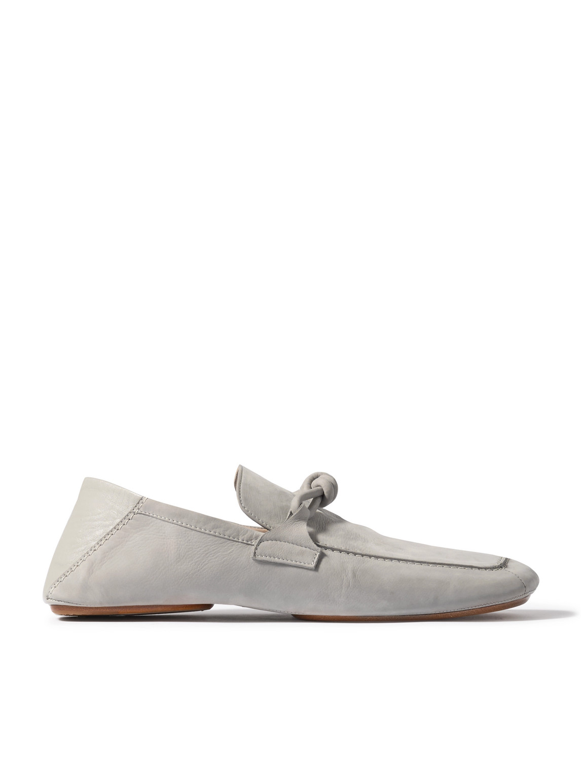 Bottega Veneta Knot-detailed Leather-trimmed Textured-nubuck Loafers