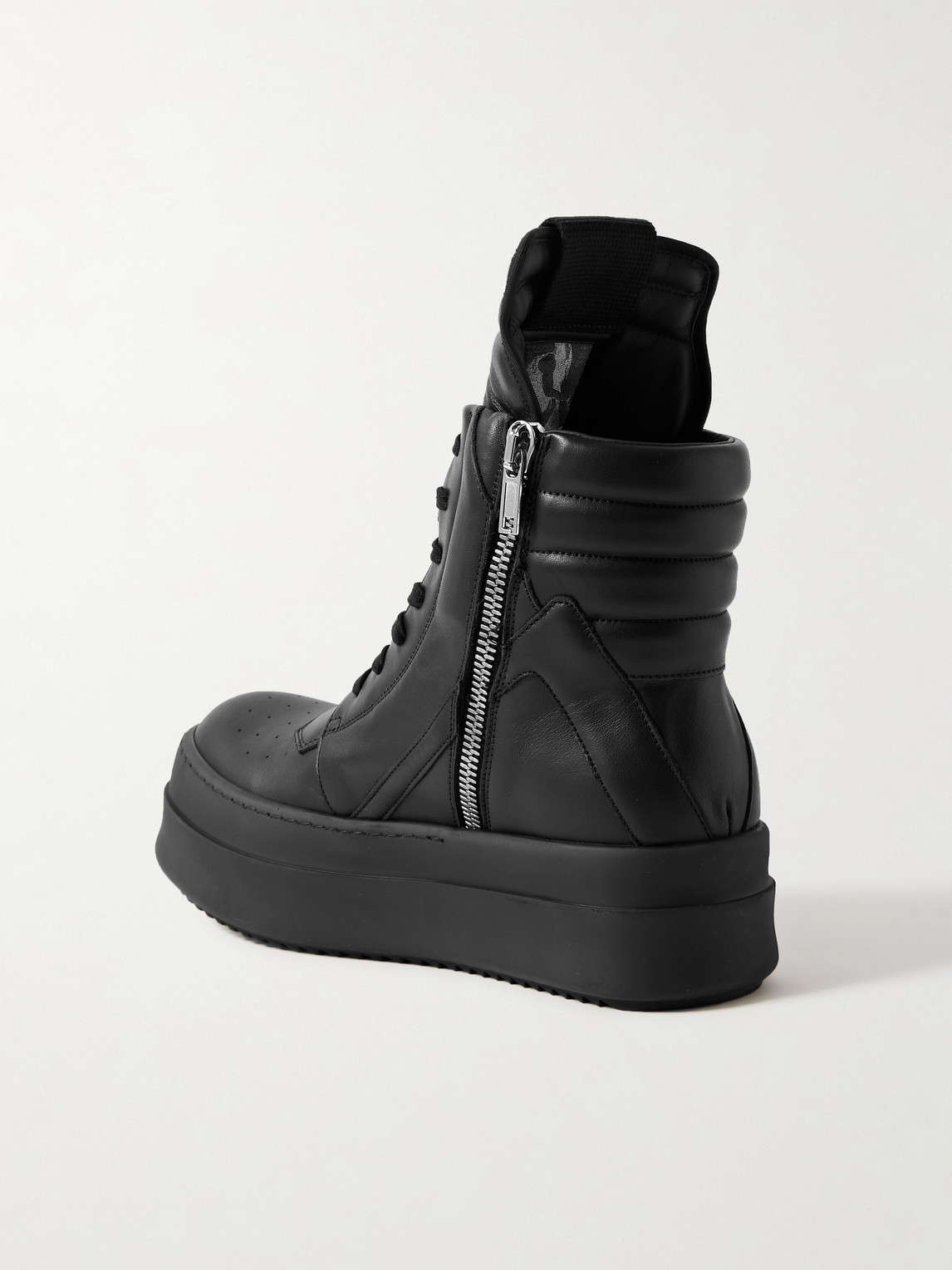 Rick Owens Mega Geobasket Leather High-top Sneakers In Black