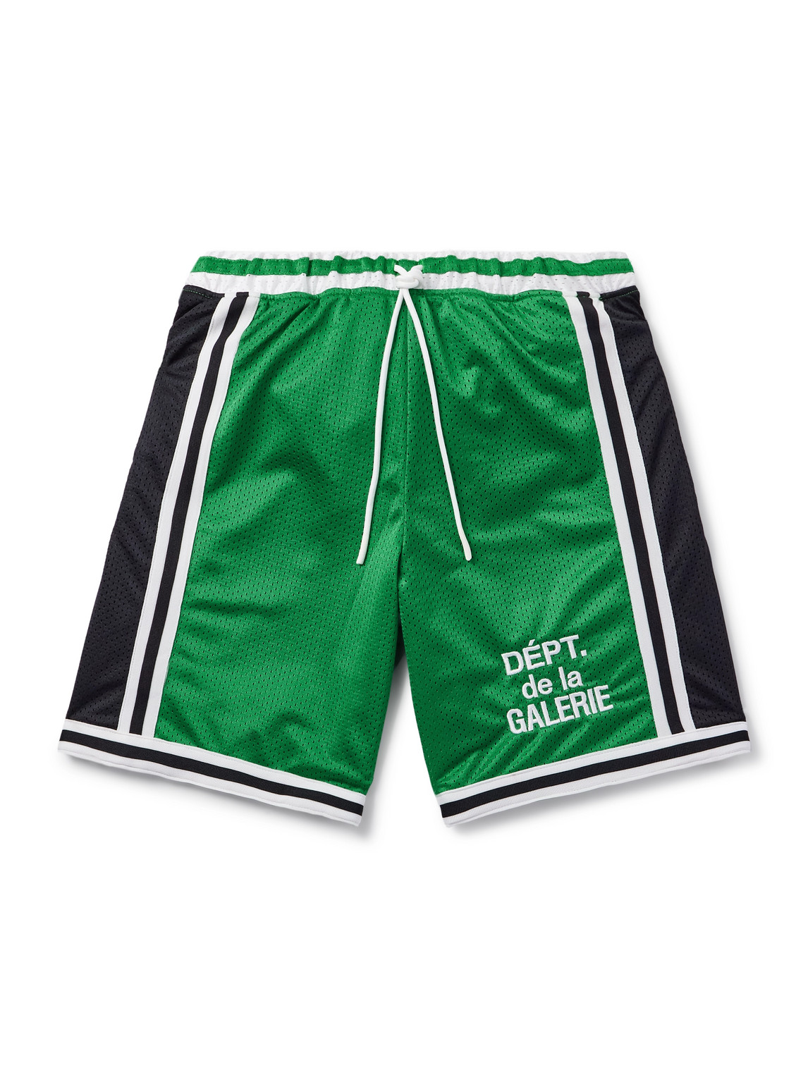 Miami Court Straight-Leg Logo-Embroidered Striped Mesh Shorts