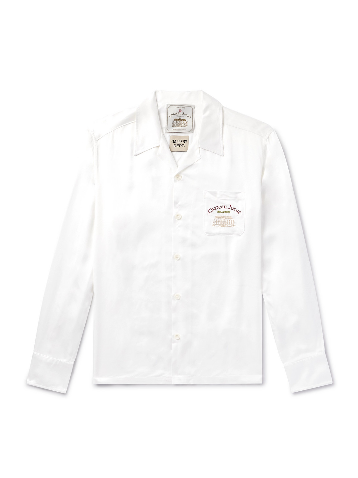 Gallery Dept. Omar Camp-collar Logo-embroidered Cotton-satin Shirt In White