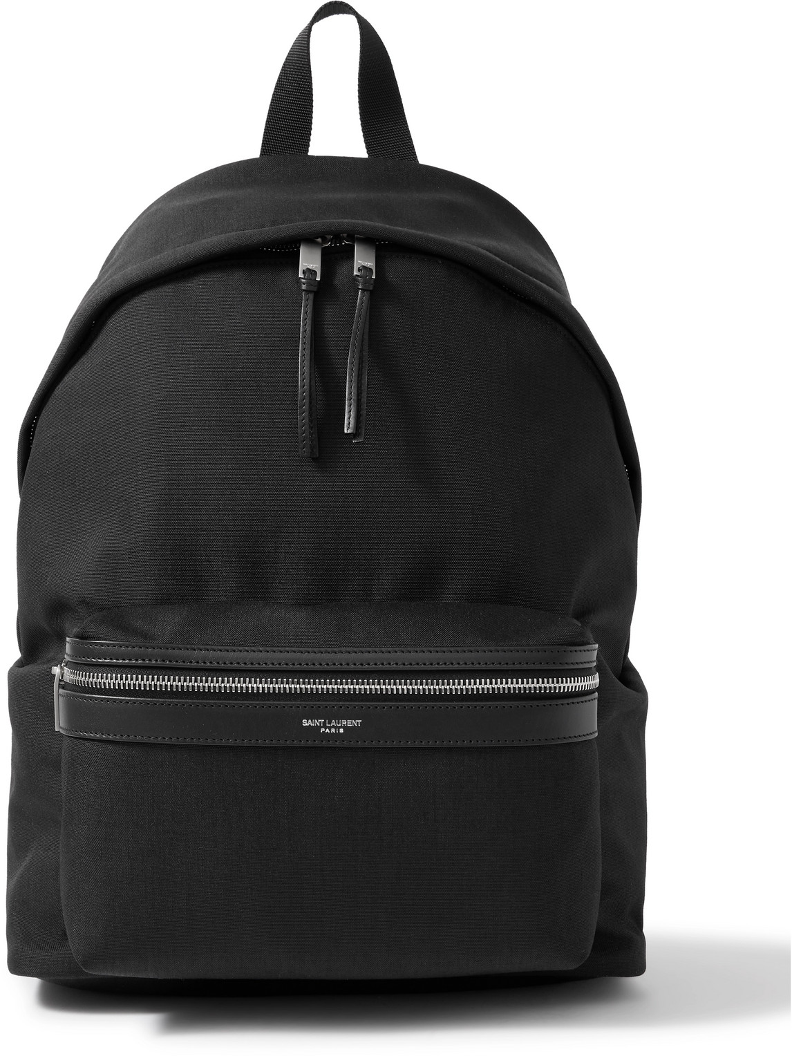 Saint Laurent City Leather-trimmed Canvas Backpack In Black