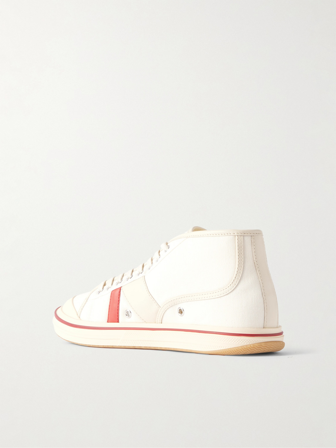 Bottega Veneta Eliot Mixed Media Mid Top Sneaker In White