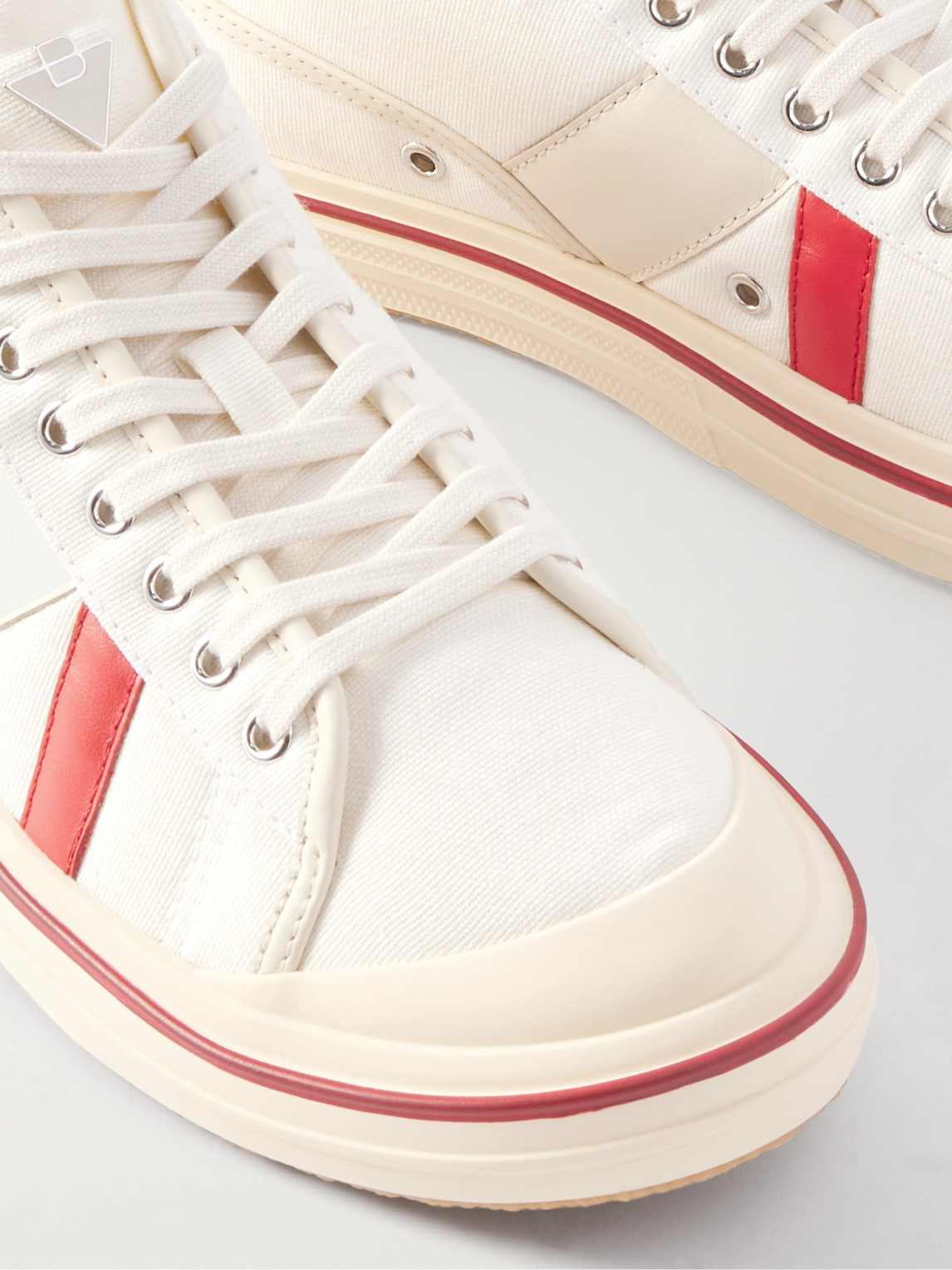 Bottega Veneta Eliot Mixed Media Mid Top Sneaker In White