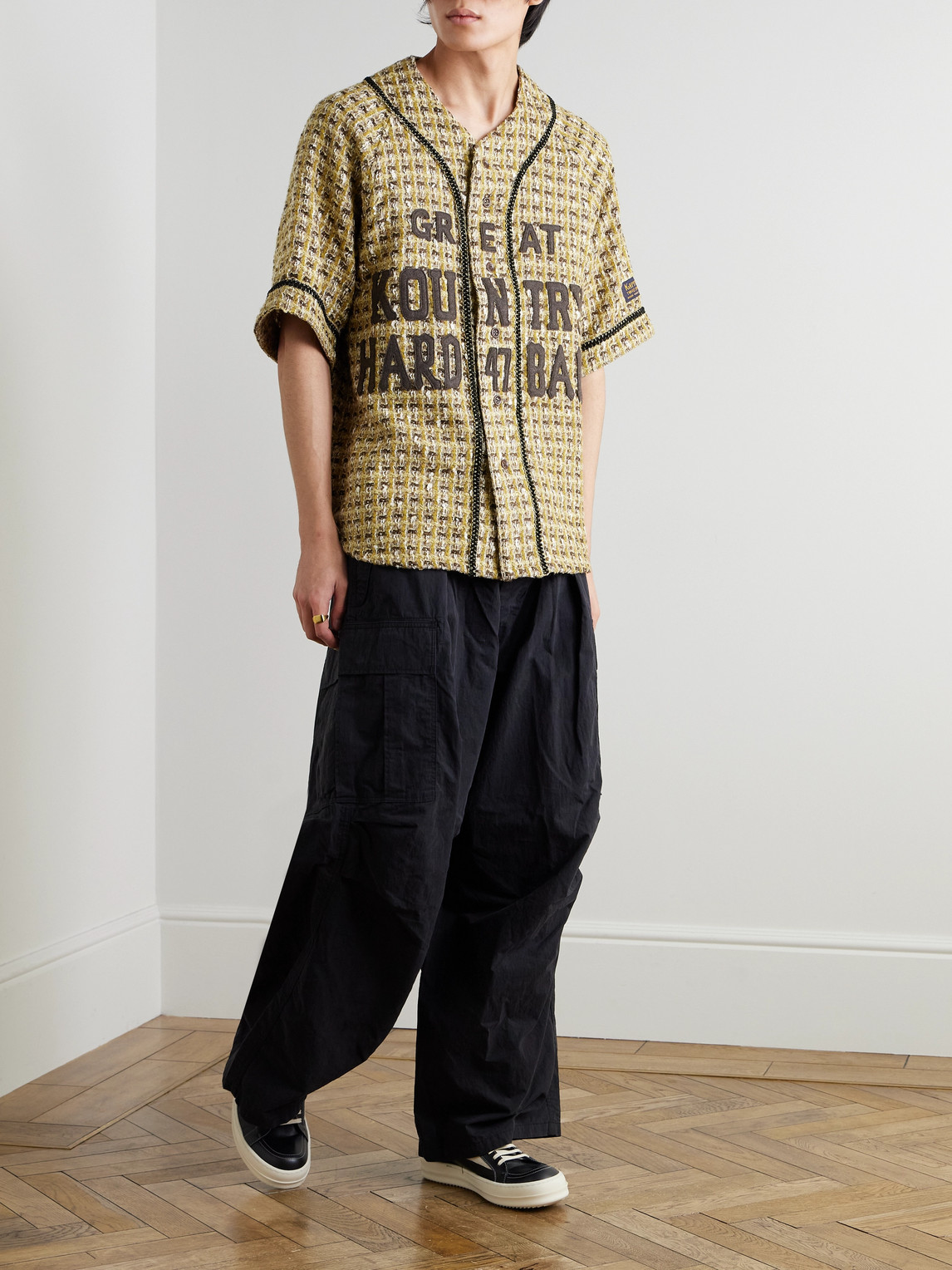 KAPITAL GREAT KOUNTRY APPLIQUÉD TWEED SHIRT