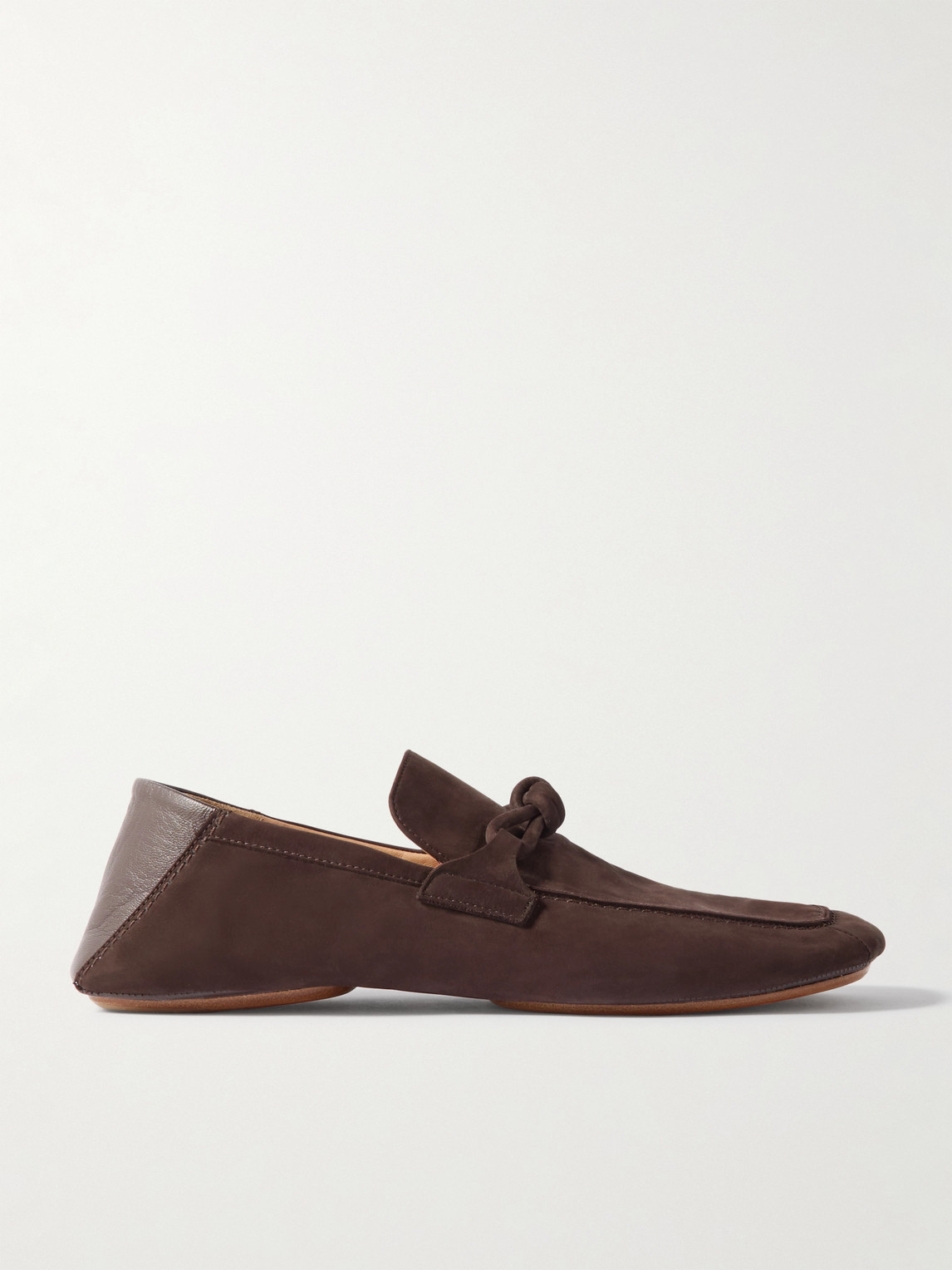 Bottega Veneta Knot-Detailed Leather-Trimmed Textured-Nubuck Loafers - Men