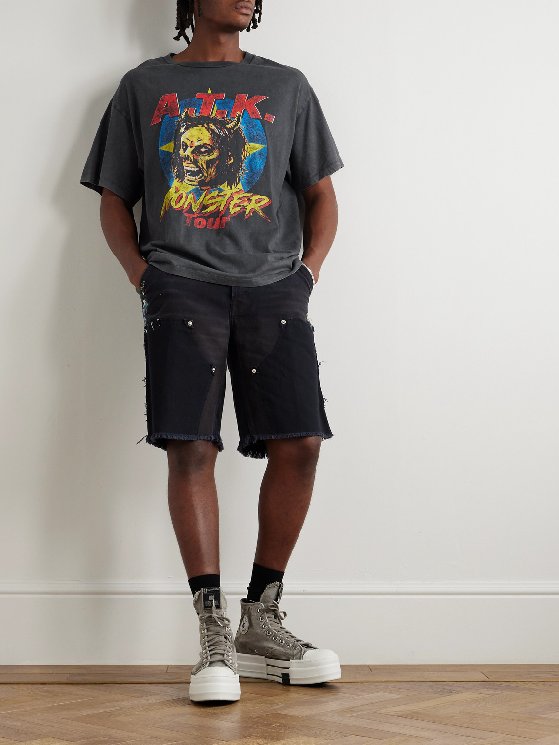 Gallery Dept. Atk Monster Tour Printed Cotton-jersey T-shirt In Gray