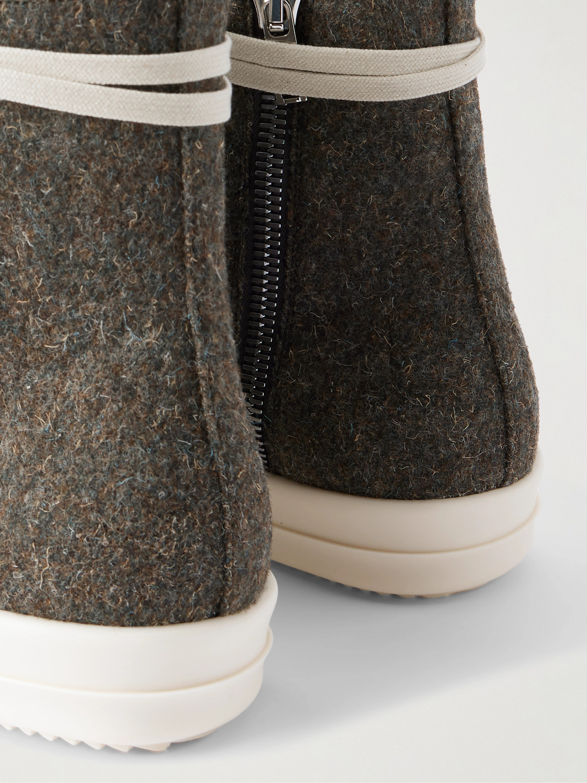Rick Owens Rugged Wool High-top Sneakers In Green
