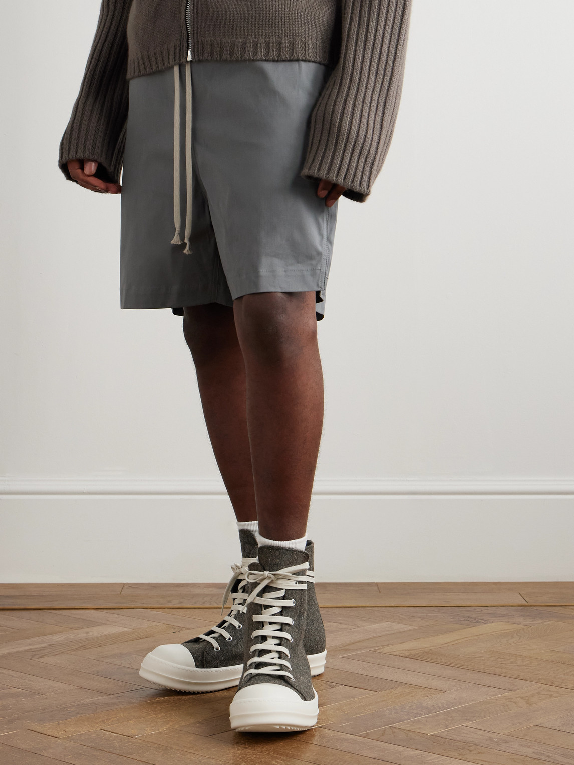 Rick Owens Rugged Wool High-top Sneakers In Green