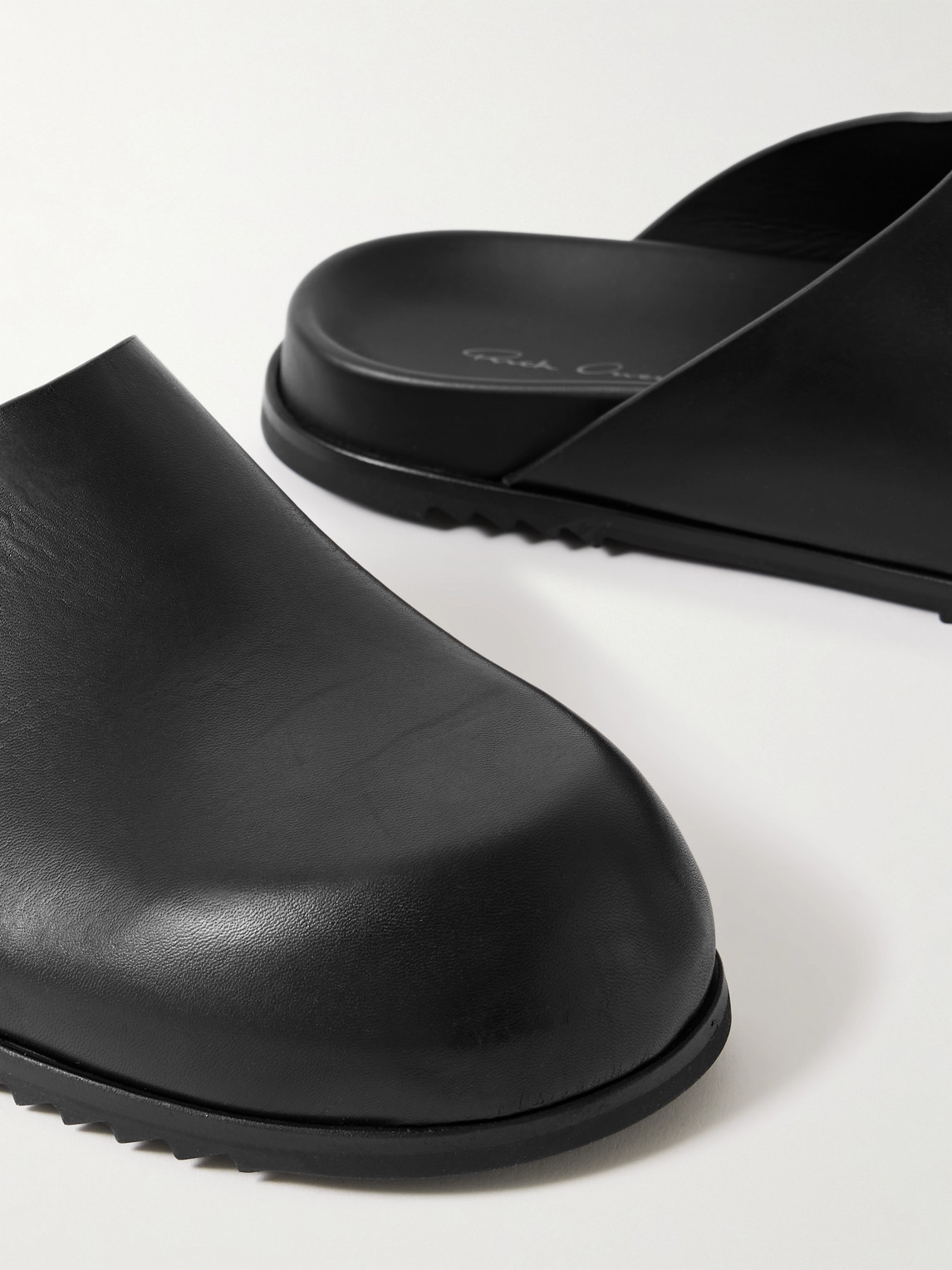 Rick Owens Granola Leather Mules In Black