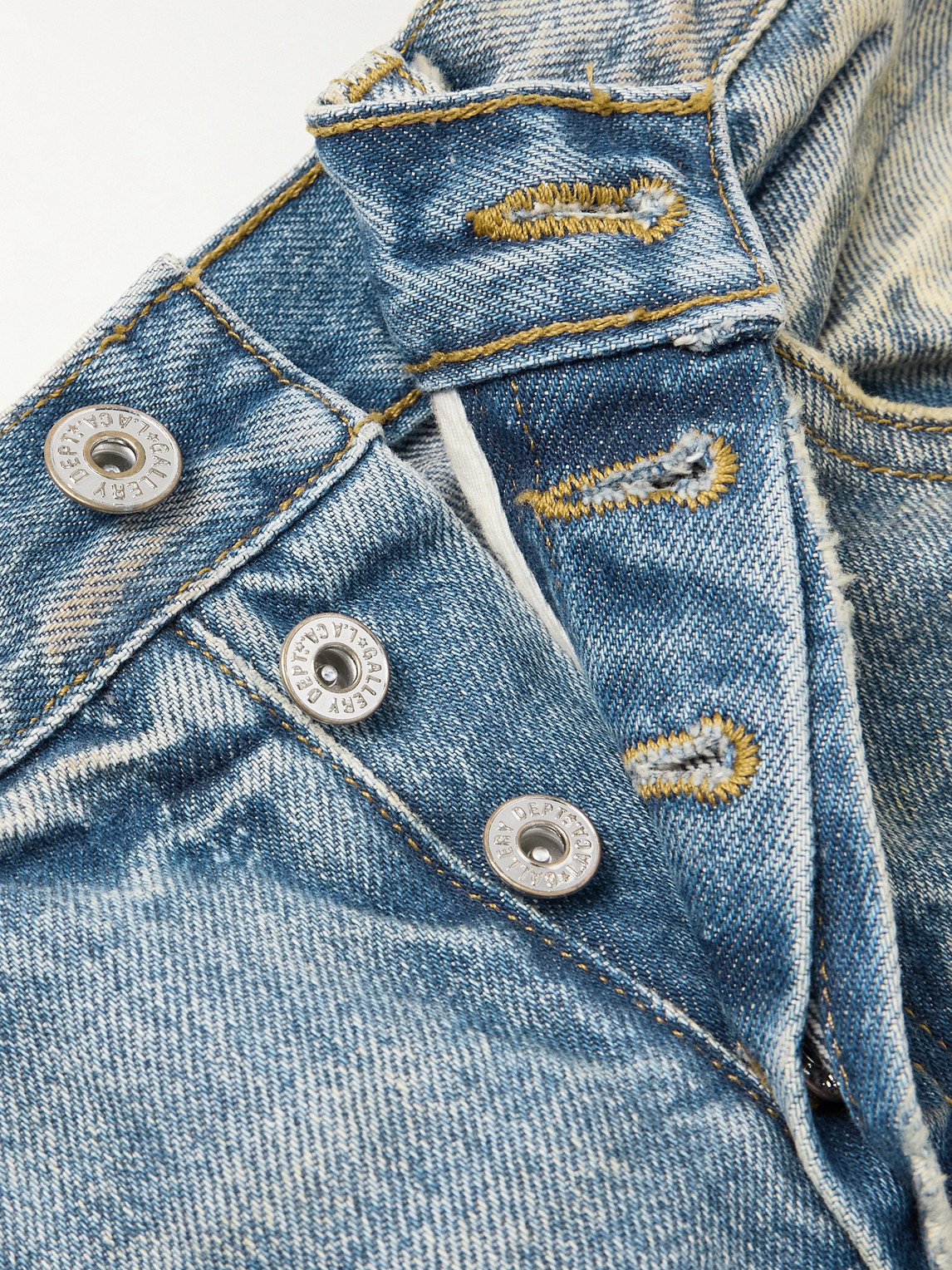 Gallery Dept. Mens Indigo Greased Bleached Denim Jeans In Blue