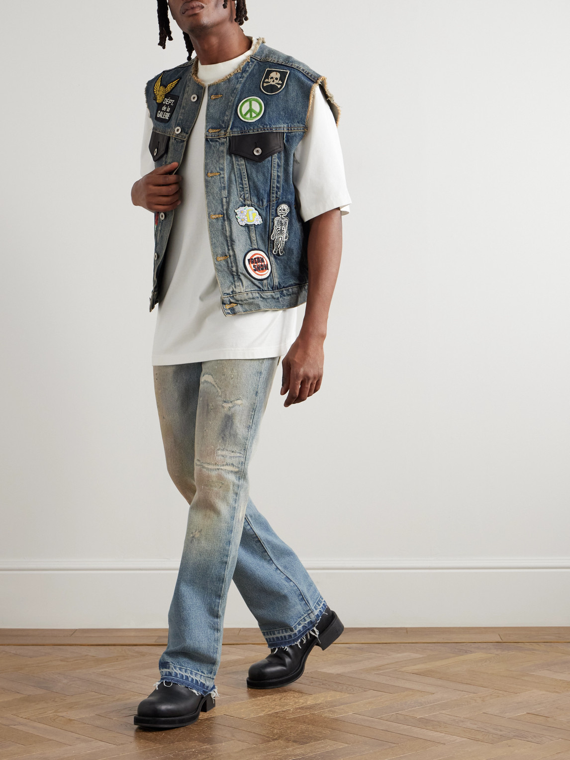 Gallery Dept. Mens Indigo Greased Bleached Denim Jeans In Blue