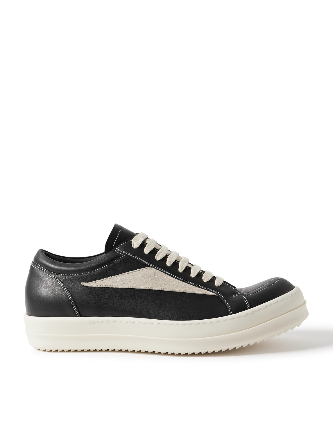 Rick Owens Vintage Suede-trimmed Leather Sneakers In Black