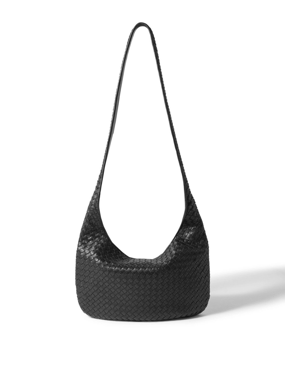 Bottega Veneta Intrecciato Leather Messenger Bag In Black