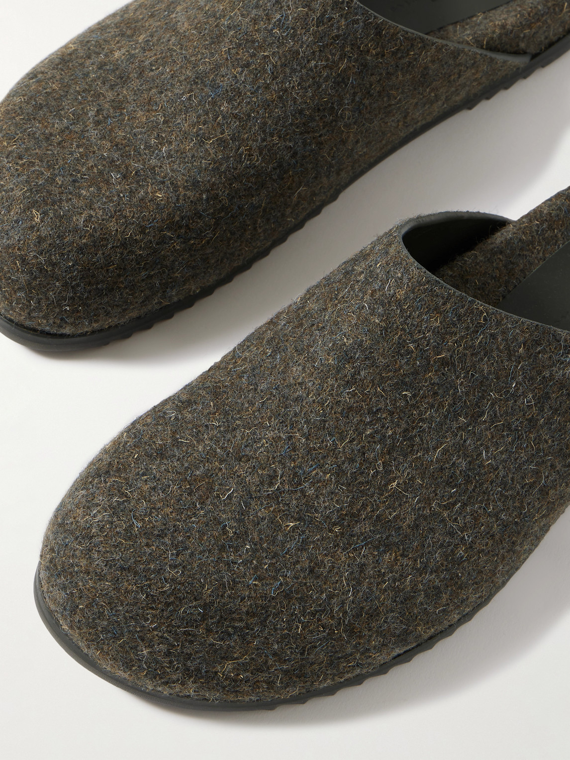Rick Owens Gray Concordians Granola Mule Loafers In Green