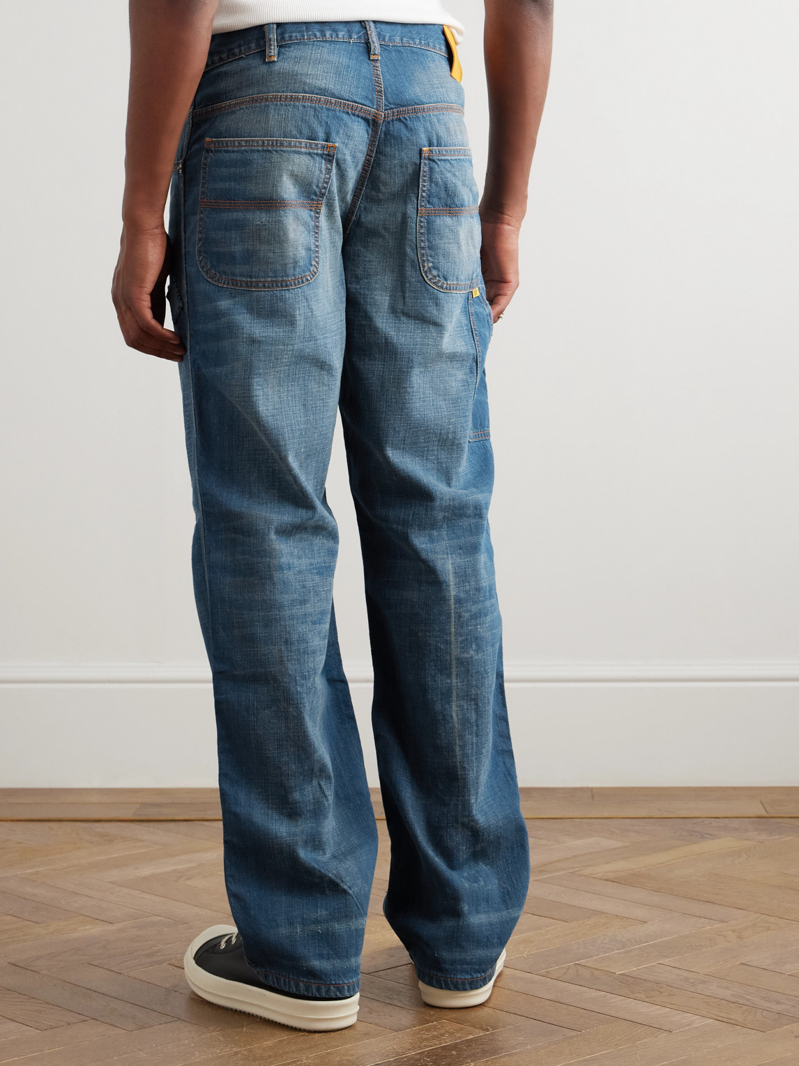 Gallery Dept. Bare Knuckle Straight-leg Distressed Patchwork Jeans In Blue