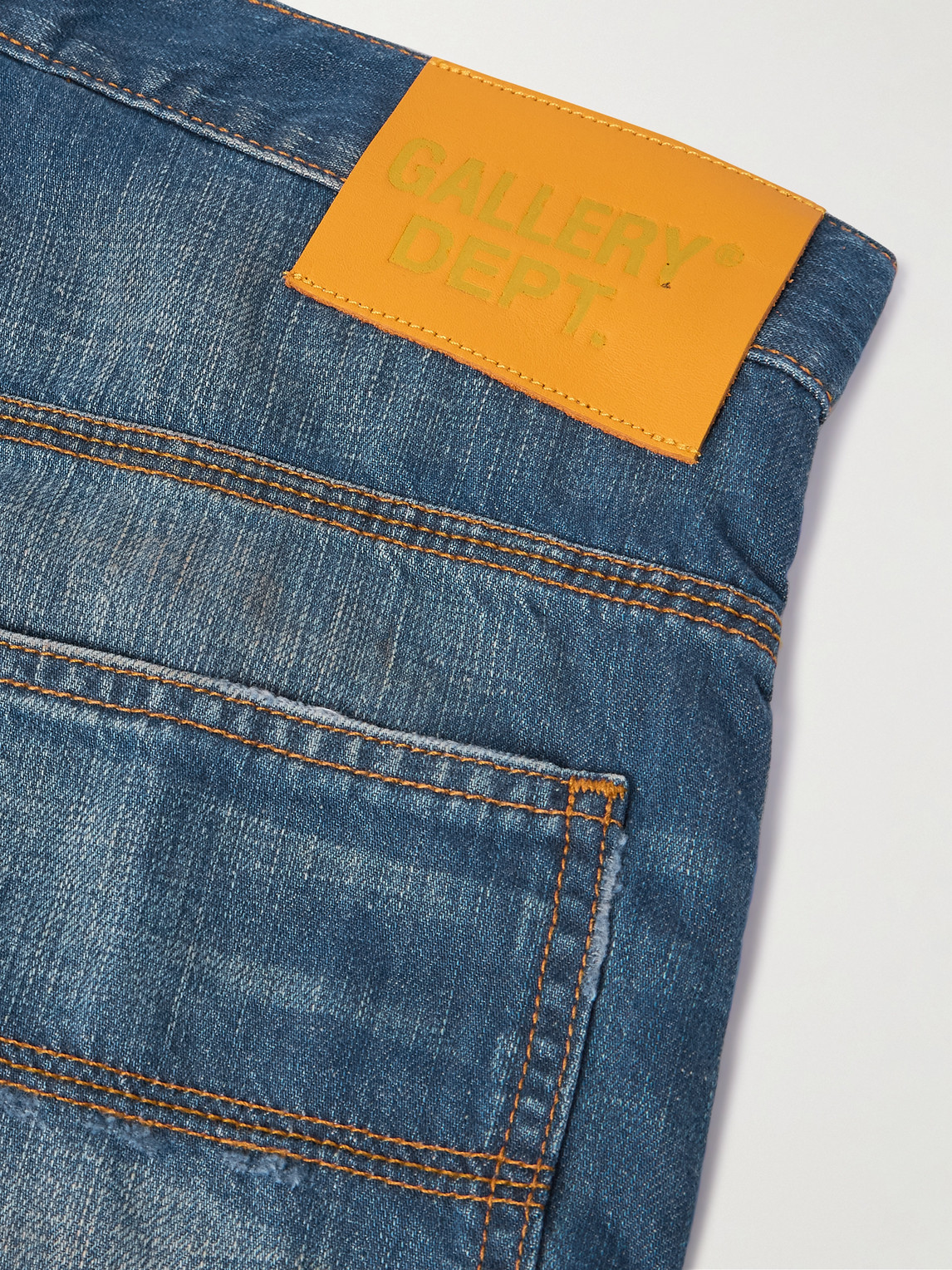 Gallery Dept. Bare Knuckle Straight-leg Distressed Patchwork Jeans In Blue