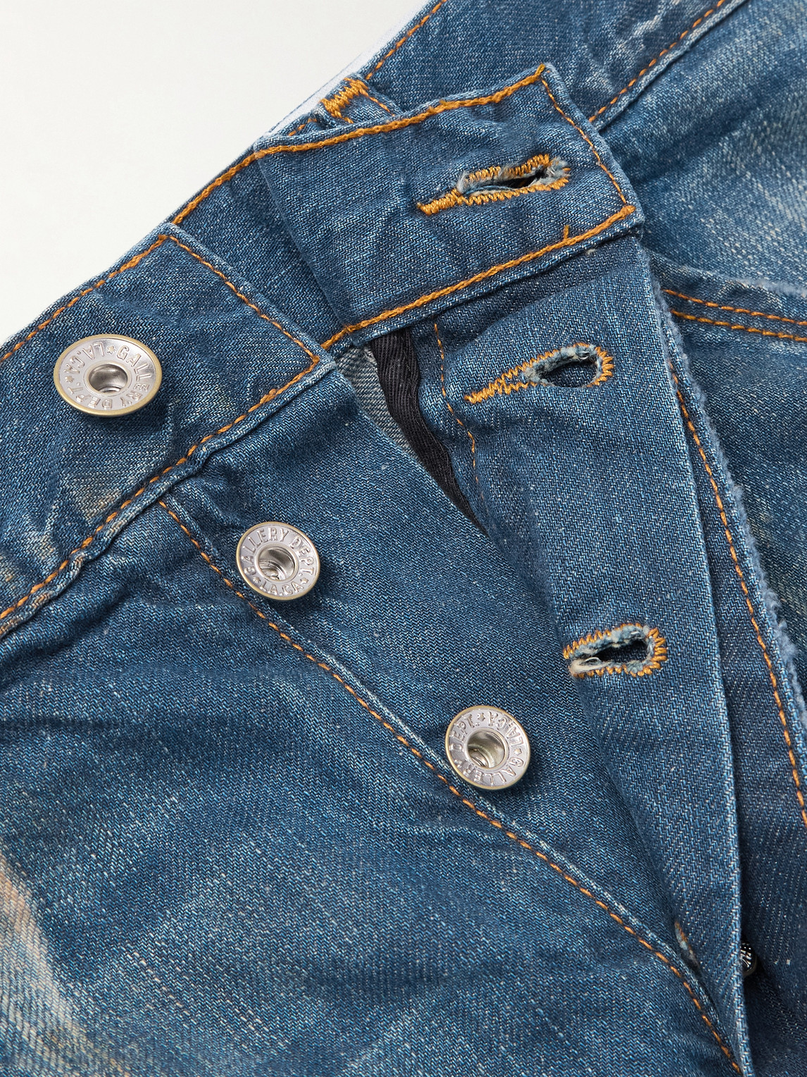 Gallery Dept. Bare Knuckle Straight-leg Distressed Patchwork Jeans In Blue