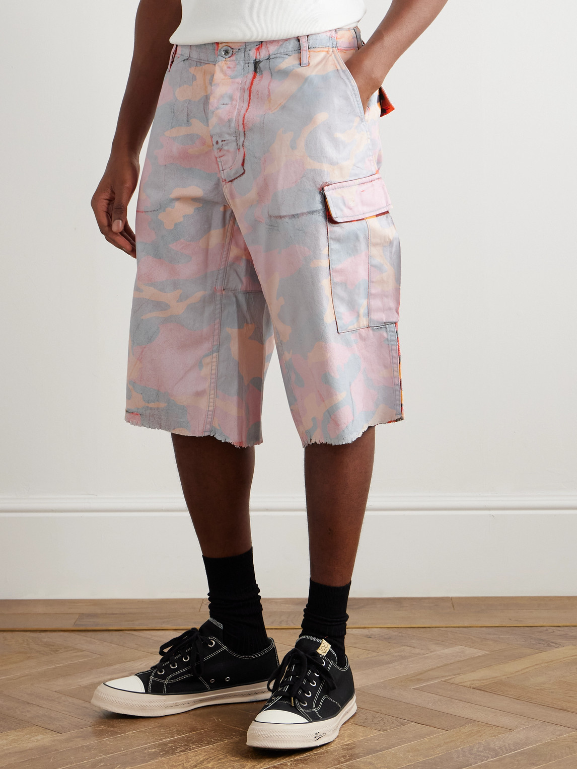 Gallery Dept. Straight-leg Camouflage-print Cotton-twill Cargo Shorts In Pink