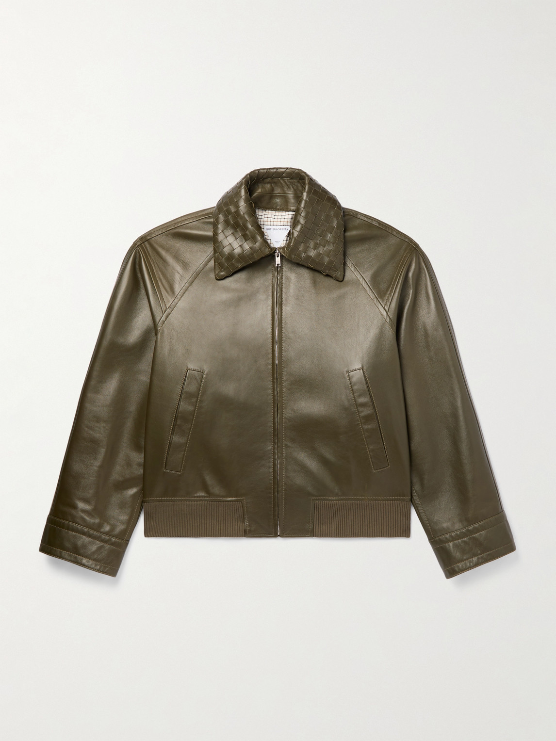 Bottega Veneta Intrecciato-Trimmed Leather Blouson Jacket - Men