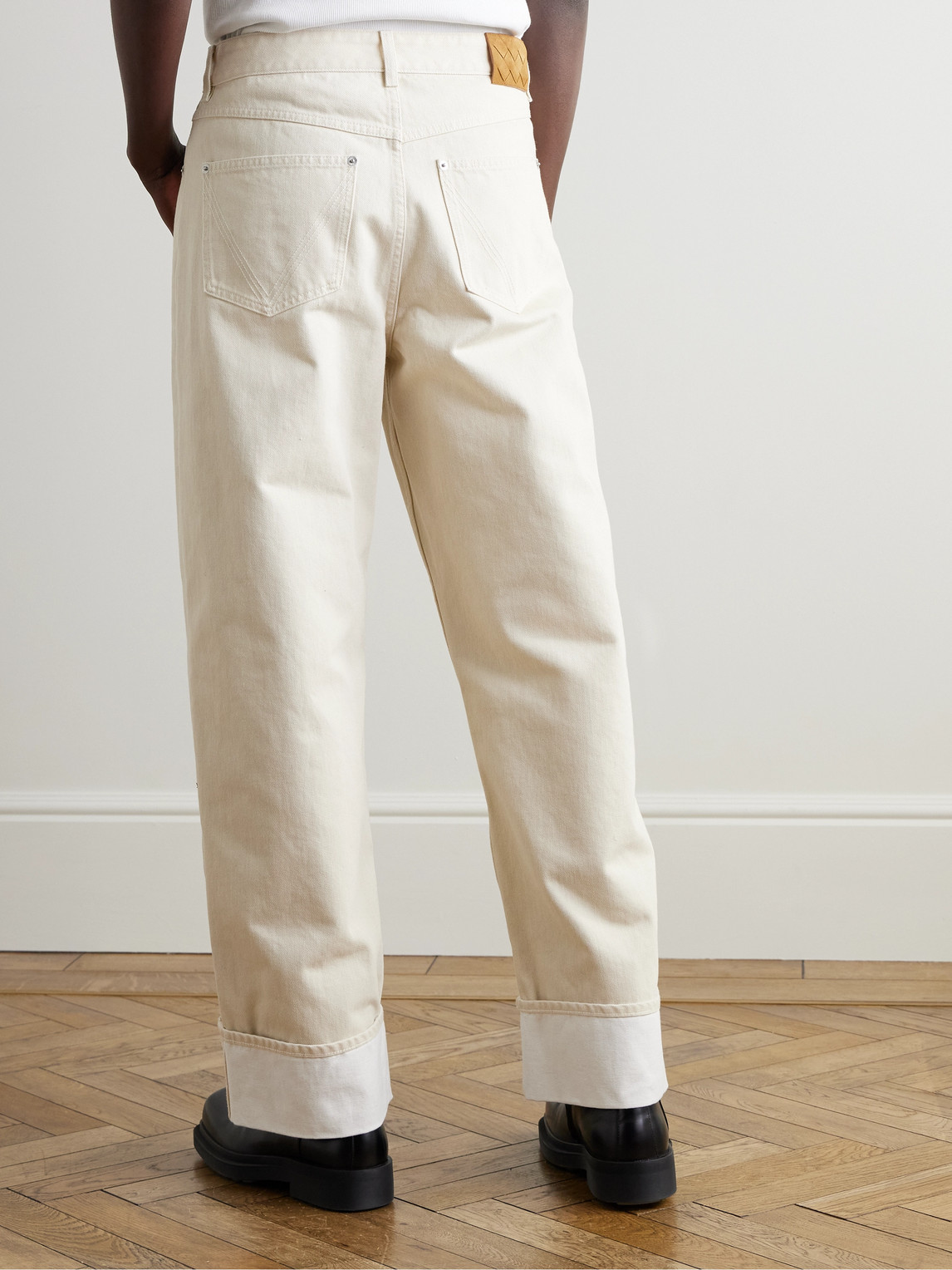 Wide-Leg Embellished Stone-Washed Jeans
