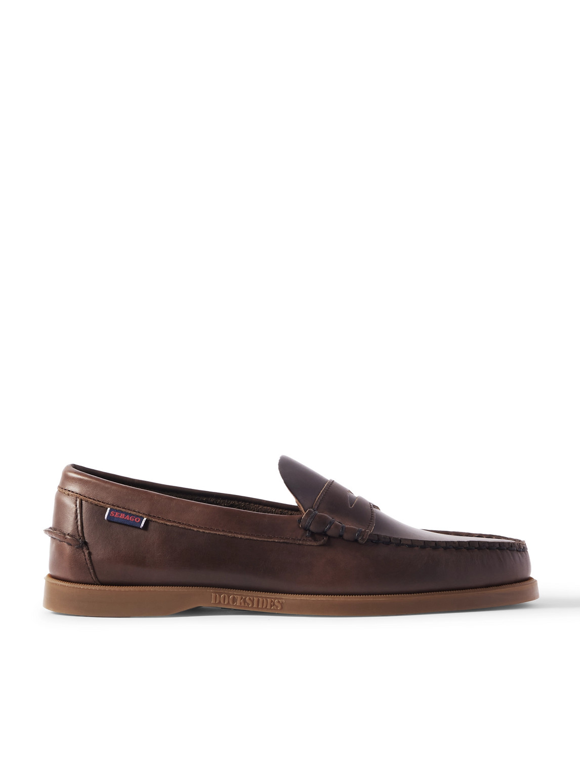 Sebago Dolphin Waxed-leather Penny Loafers In Brown