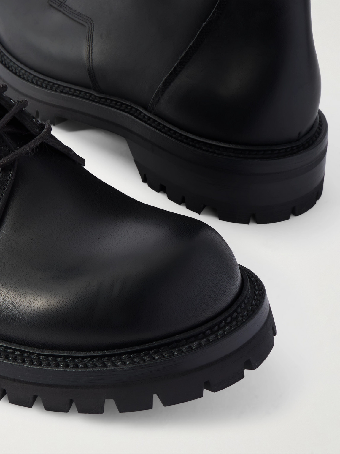 Rick Owens Leather Boots In Black