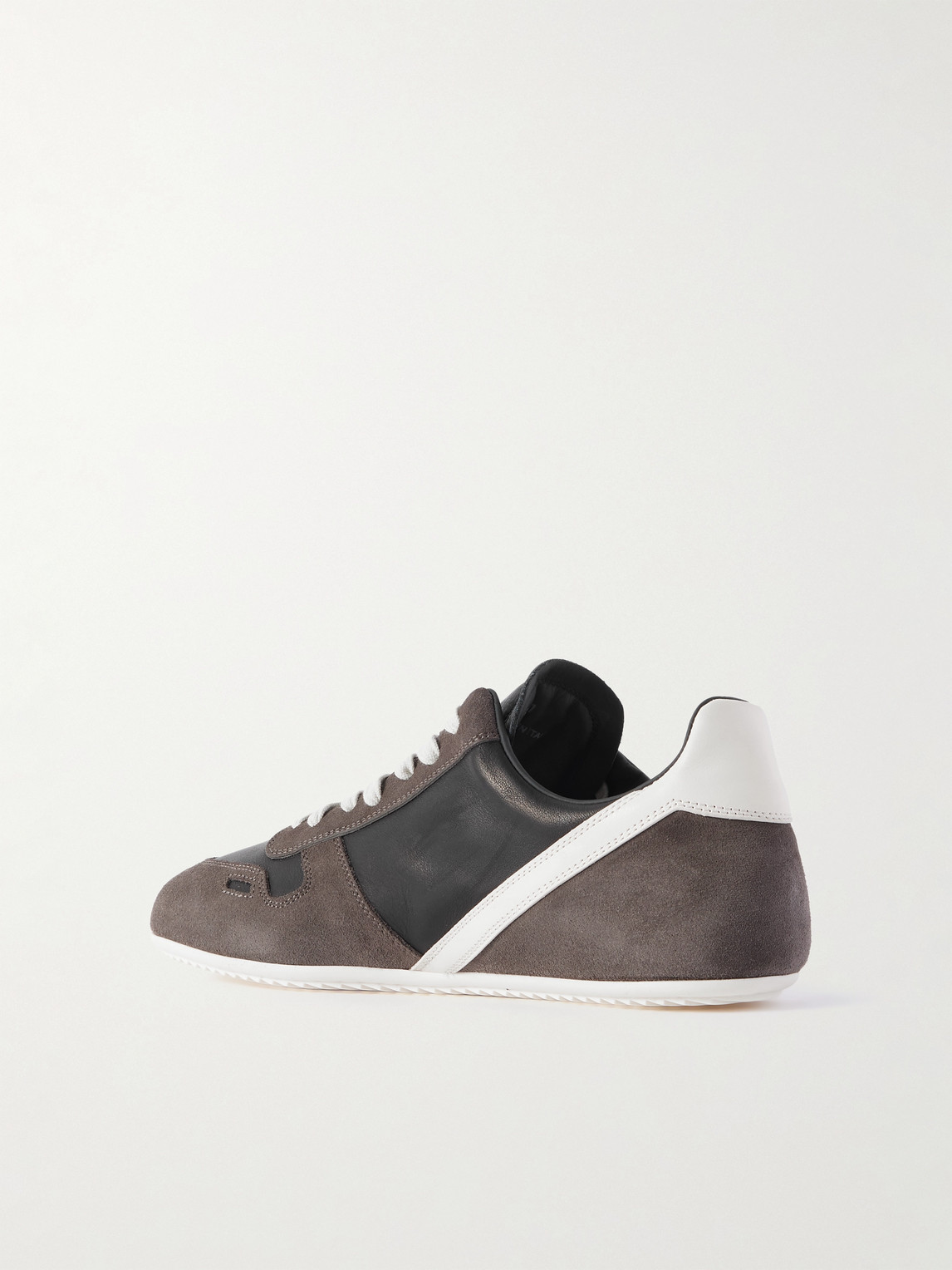 Rick Owens Panelled Suede And Leather Sneakers In Brown