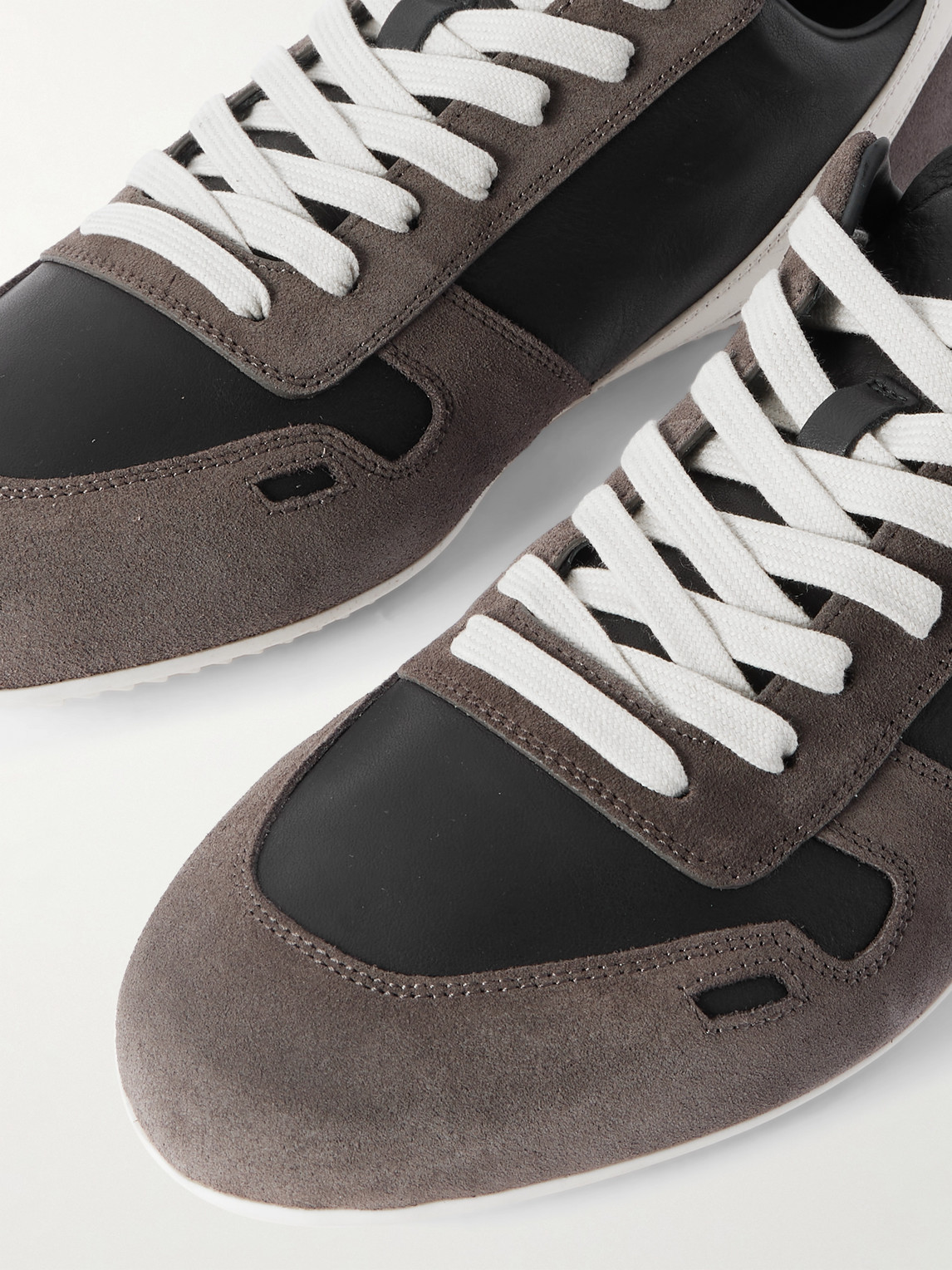 Rick Owens Panelled Suede And Leather Sneakers In Brown