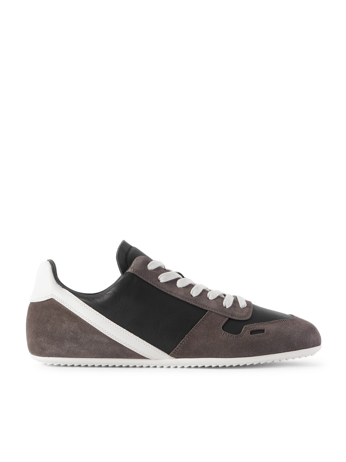 Rick Owens Panelled Suede And Leather Sneakers In Brown