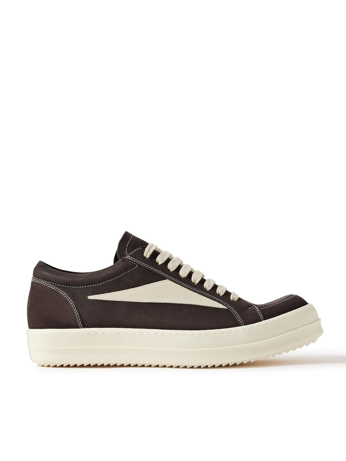 Rick Owens Vintage Suede-trimmed Nubuck Sneakers In Brown