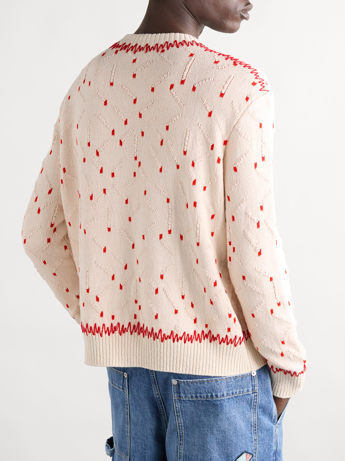 Jacquard-Knit Cotton-Blend Chenille Sweater