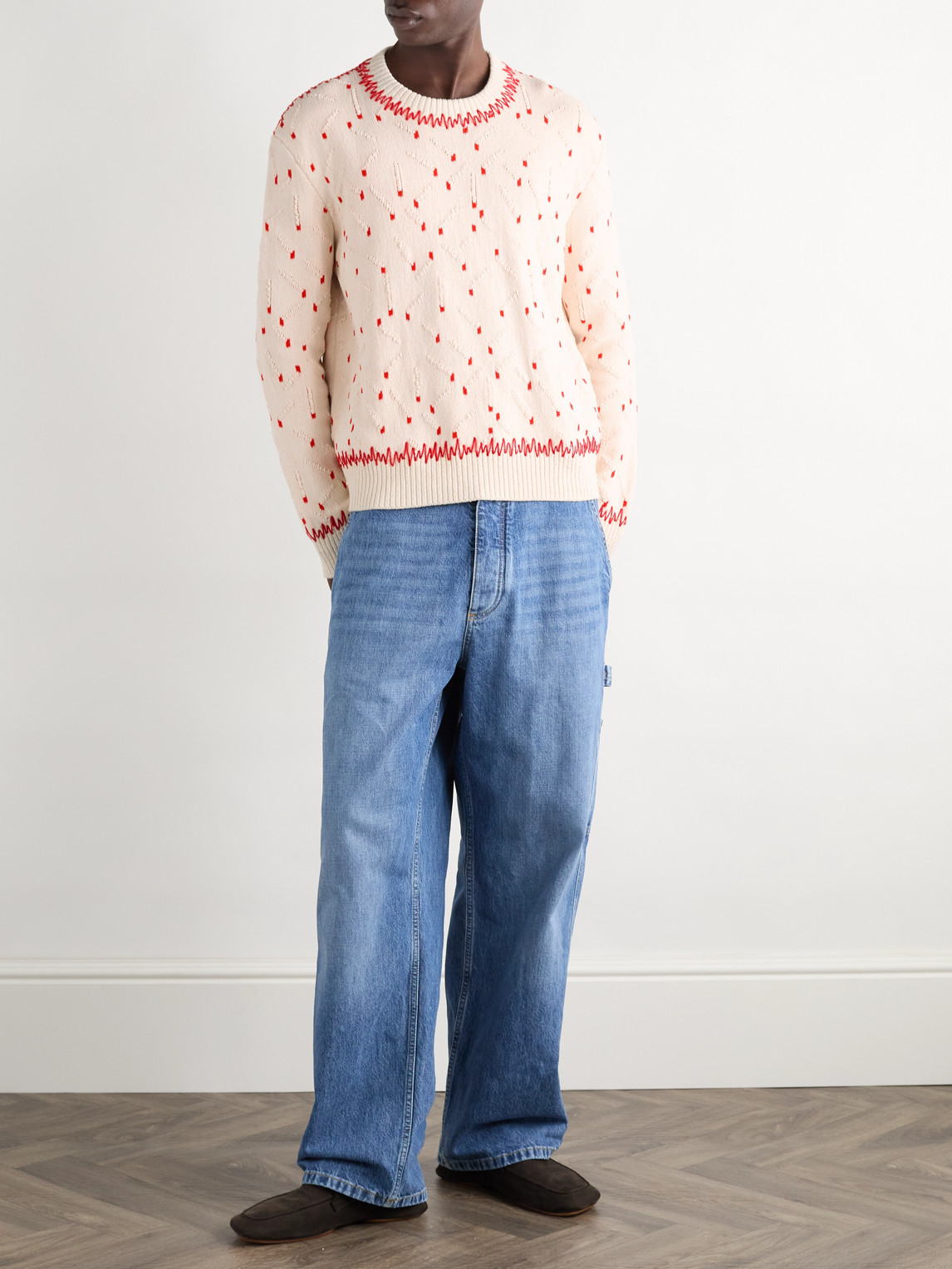 Jacquard-Knit Cotton-Blend Chenille Sweater