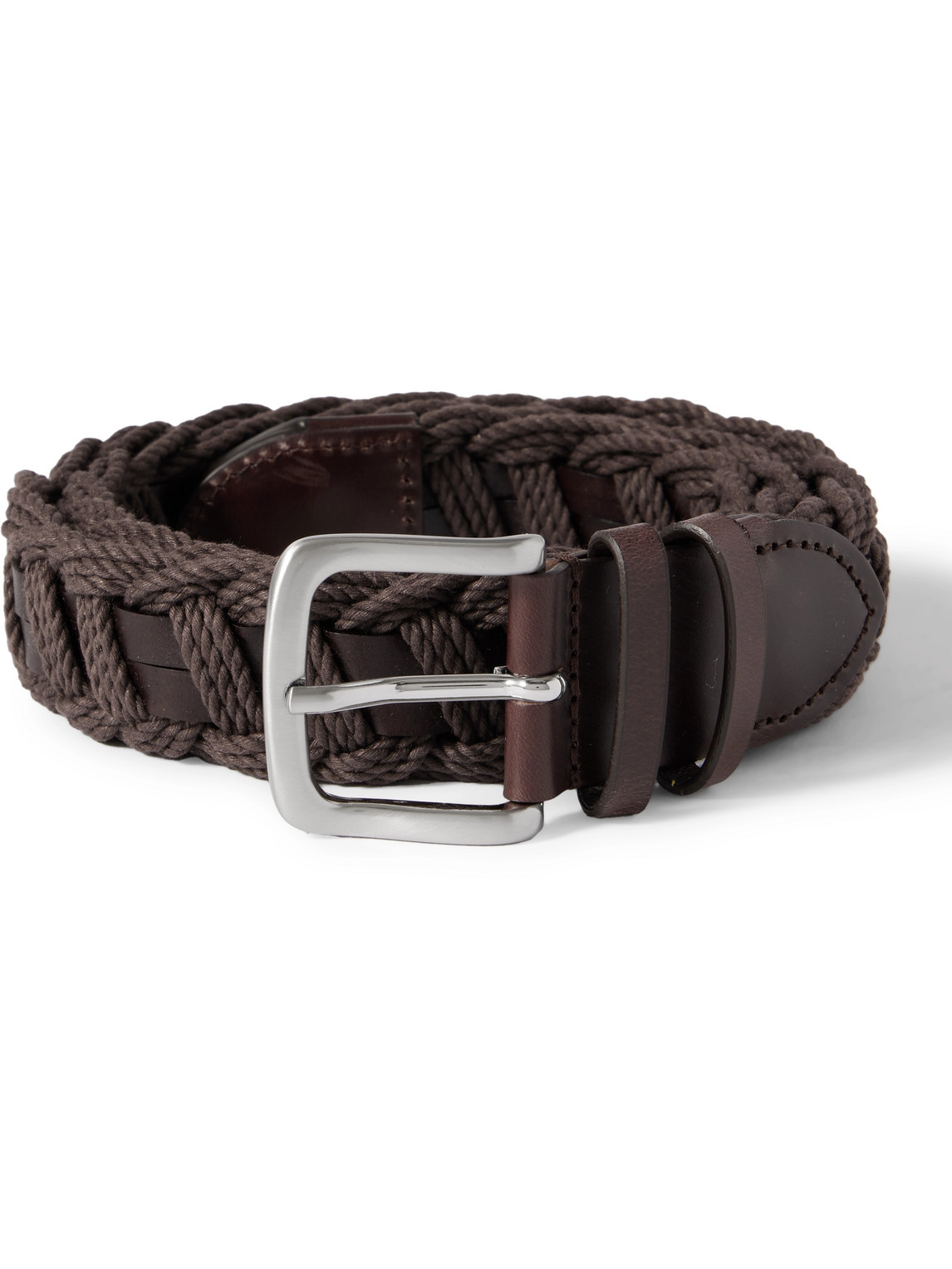 3.5cm Leather and Cotton Belt