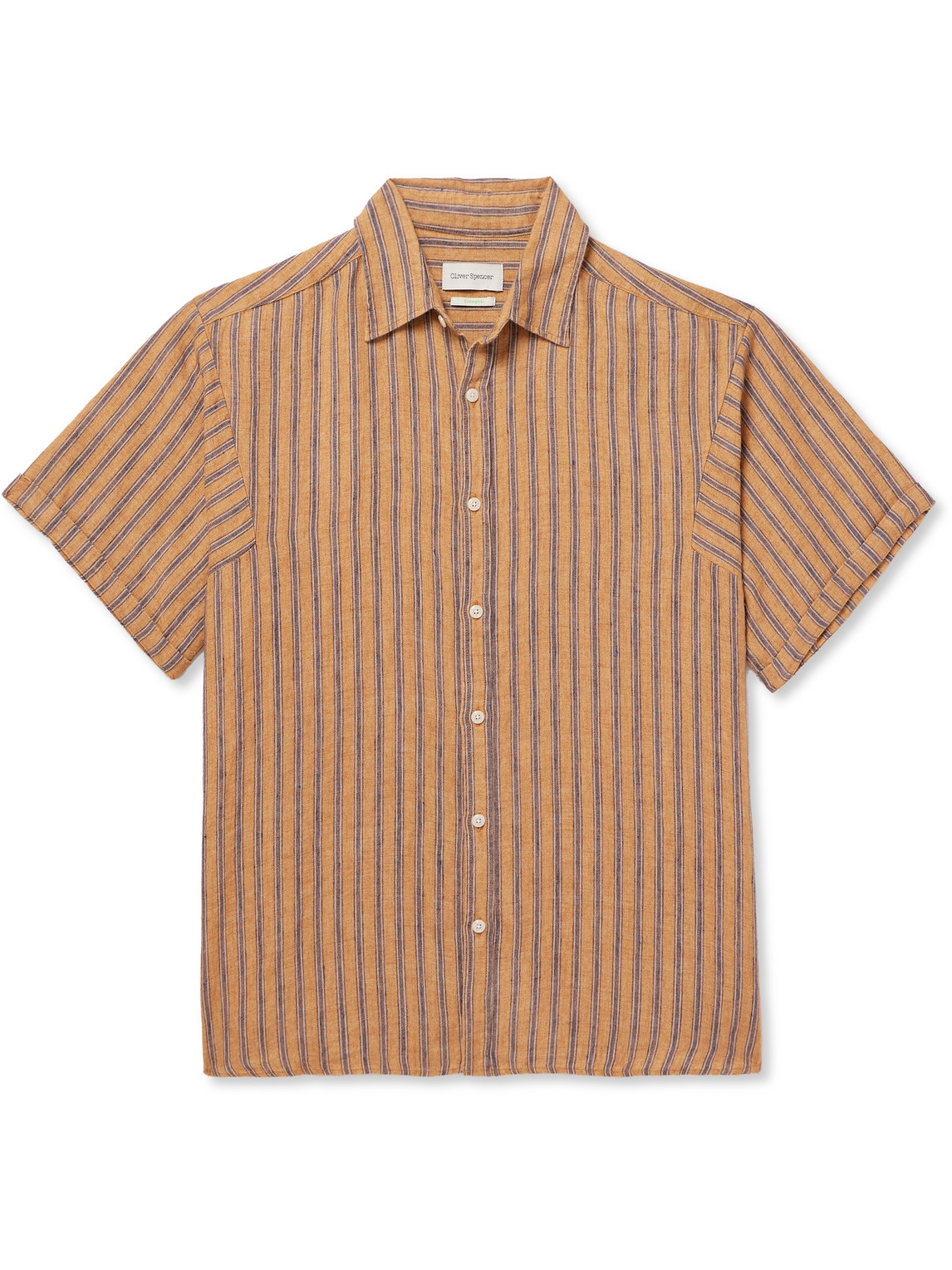 Oliver Spencer Garrison Striped Linen And Cotton-blend Shirt