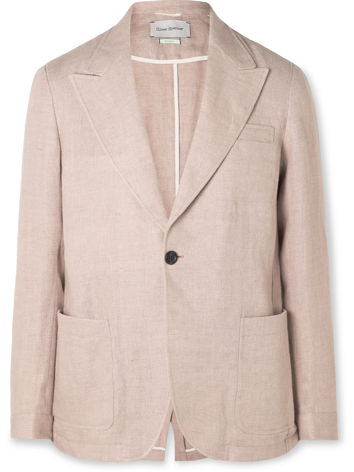 Oliver Spencer Laurel Unstructured Herringbone Linen Suit Jacket