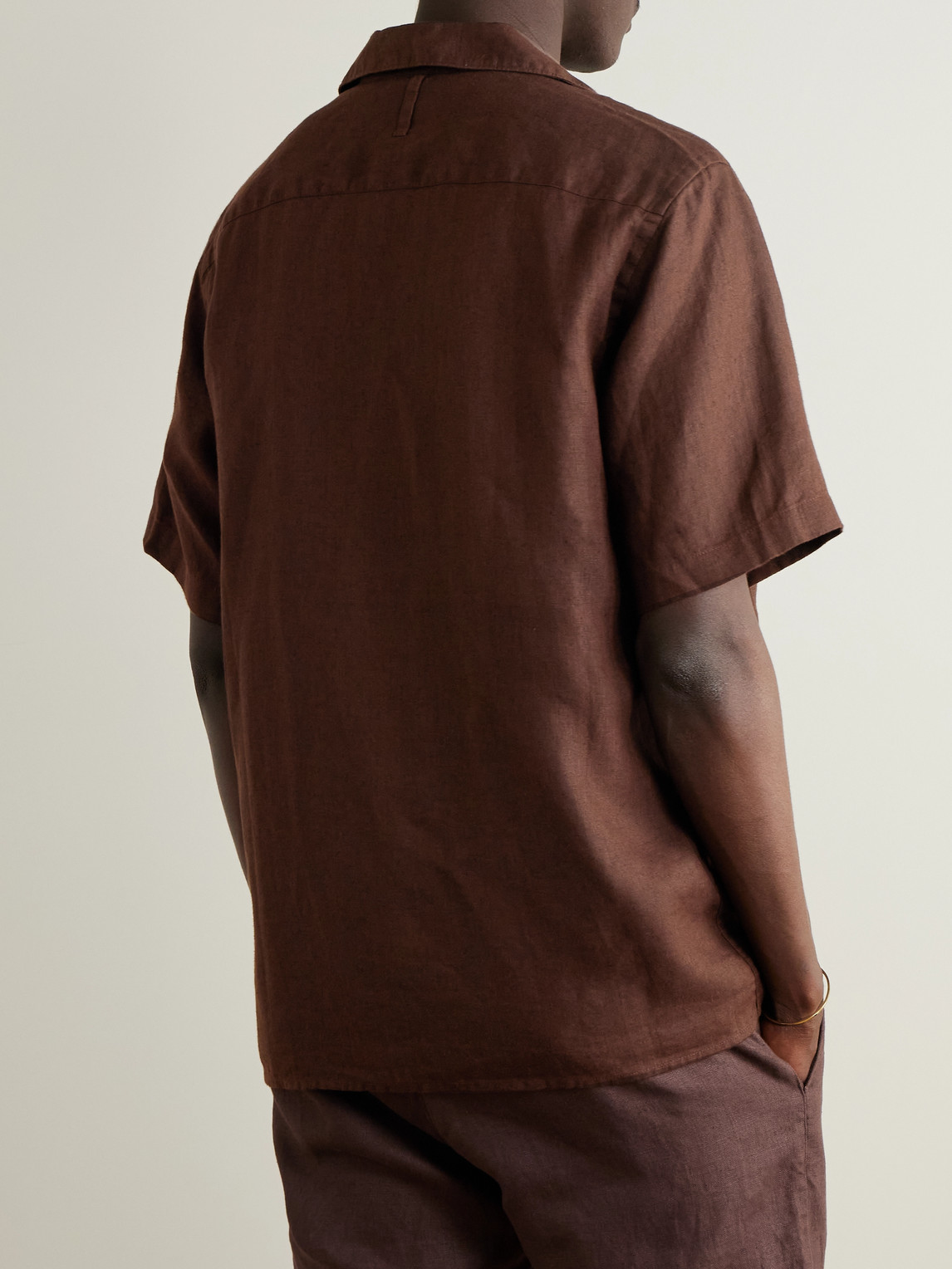 Nn07 Julio 5708 Camp-collar Linen Shirt In Burgundy