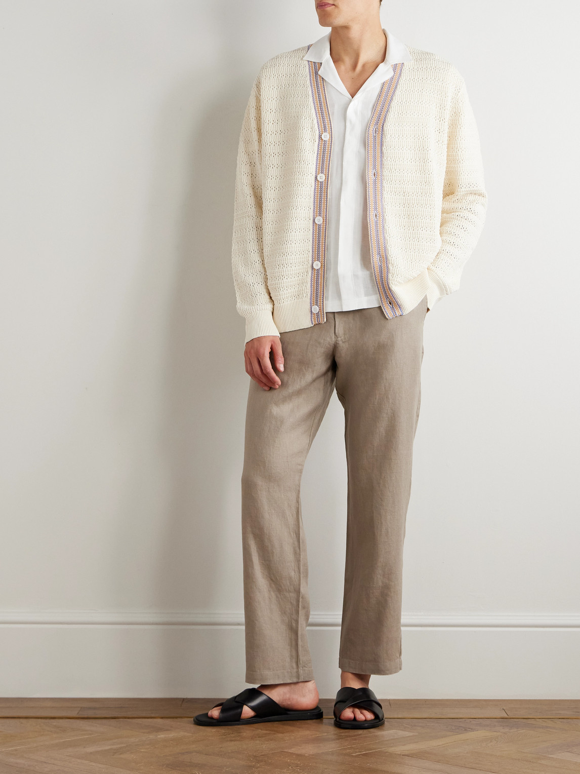Aden 1454 Straight-Leg Woven Linen Trousers